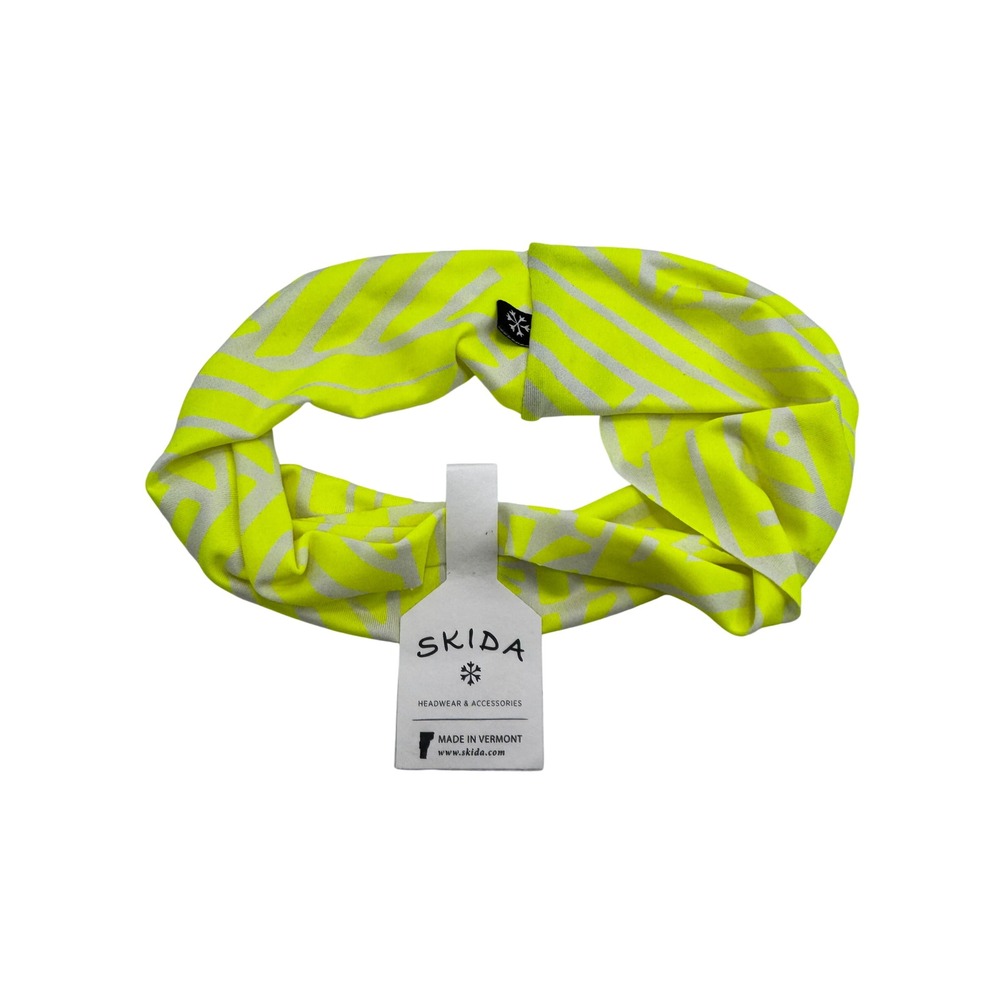 Skida Alpine Headband Neon‎ Yellow White Geometric NWT Unisex Athleisure Workut